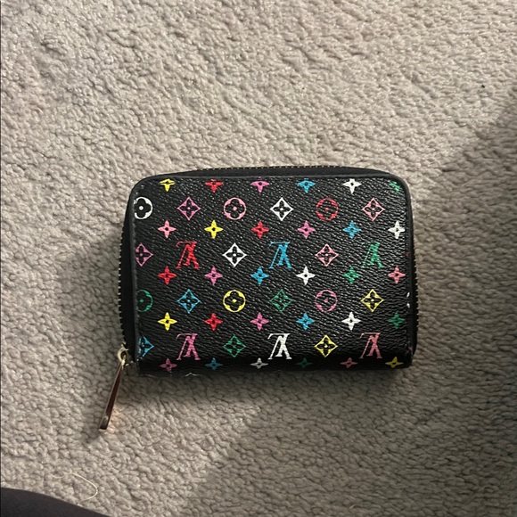 Black Wallet with Colorful Monogram - Picture 1 of 2